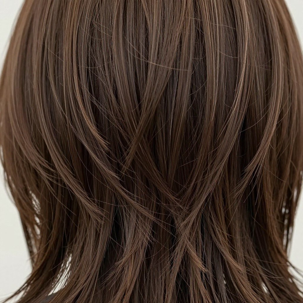 choppy layers in shag cut adding texture to fine hair