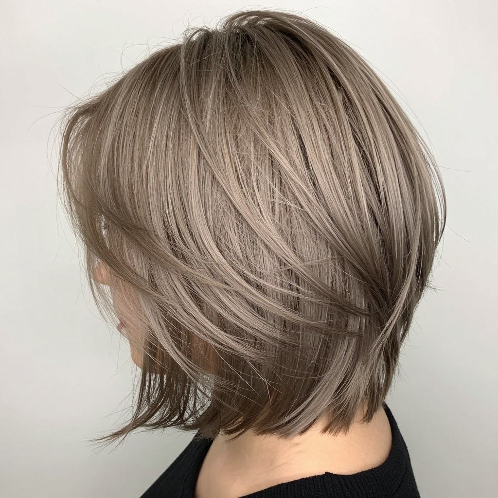 choppy short hair with light ash blonde balayage
