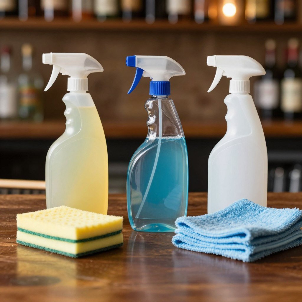 cleaning supplies for bar maintenance