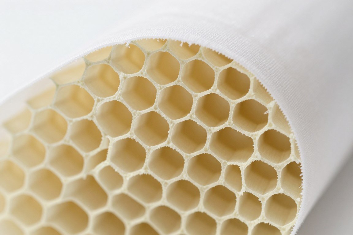 close-up of cellular shade honeycomb structure