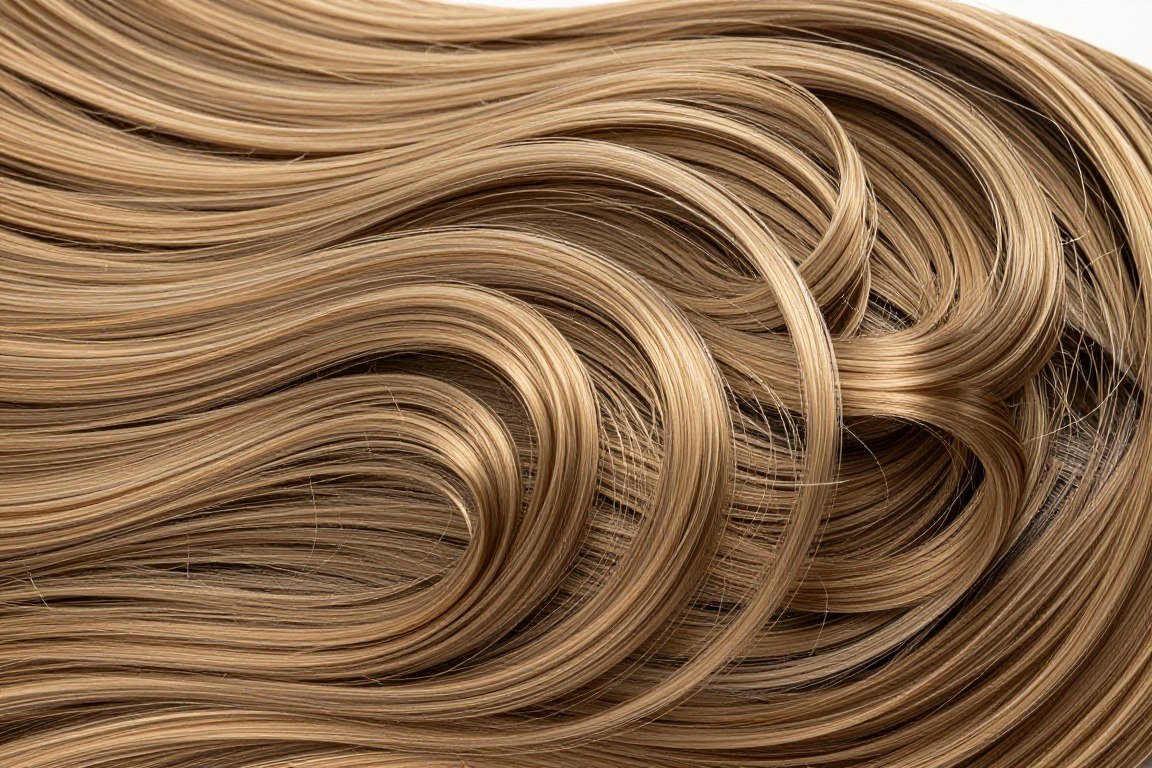 close-up of retro wave pattern on long thin hair showing structure and definition