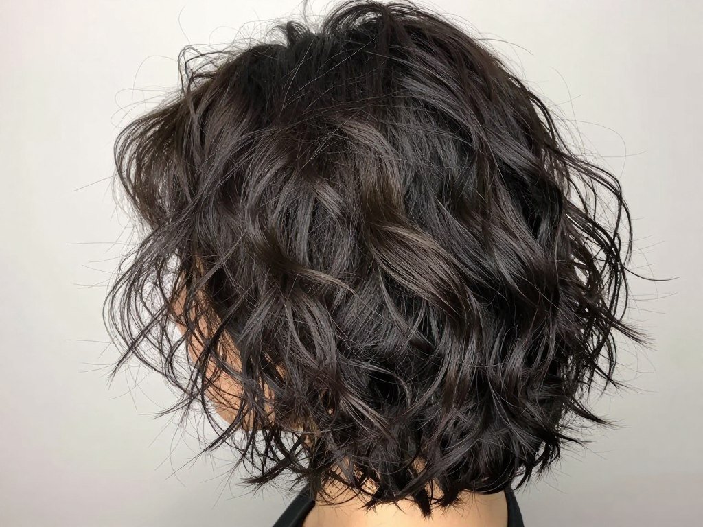close-up of tousled lob texture showing piece-y waves
