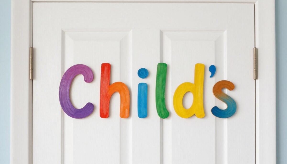 colorful wooden name letters on kids bedroom door