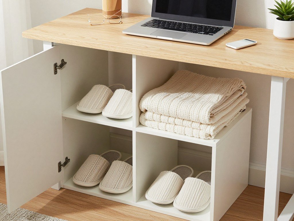 cozy comfort items in office cubicle