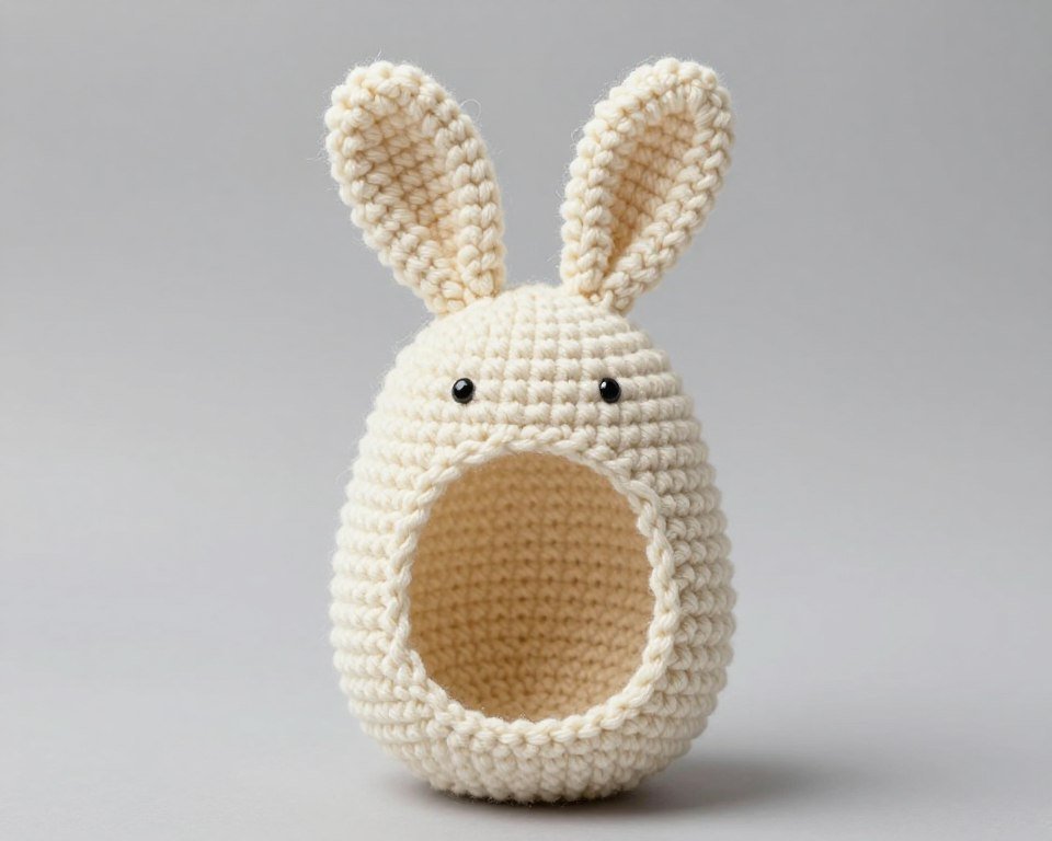 crochet bunny body piece showing egg shape