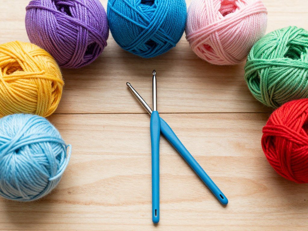 crochet hook size and worsted weight yarn balls