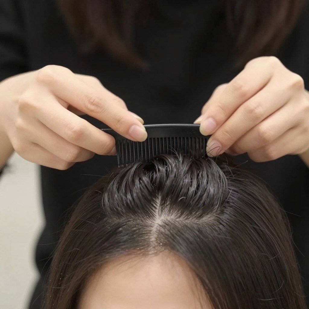 crown teasing technique for volume on thin hair