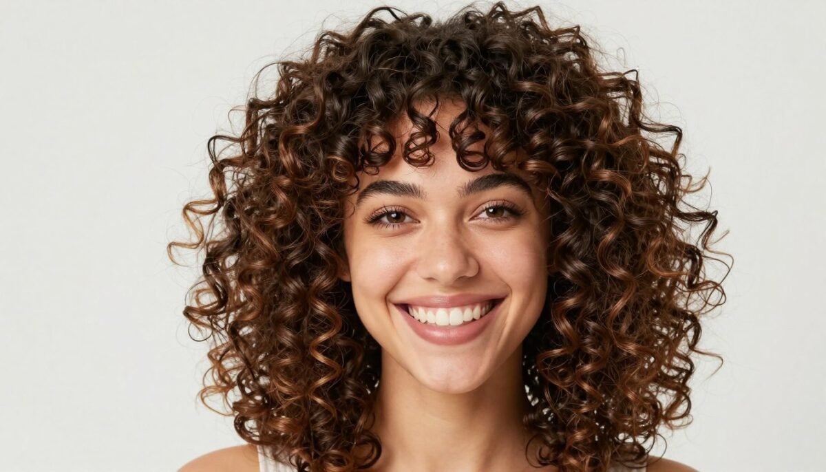 curly lob with defined curls creating maximum volume in thin hair