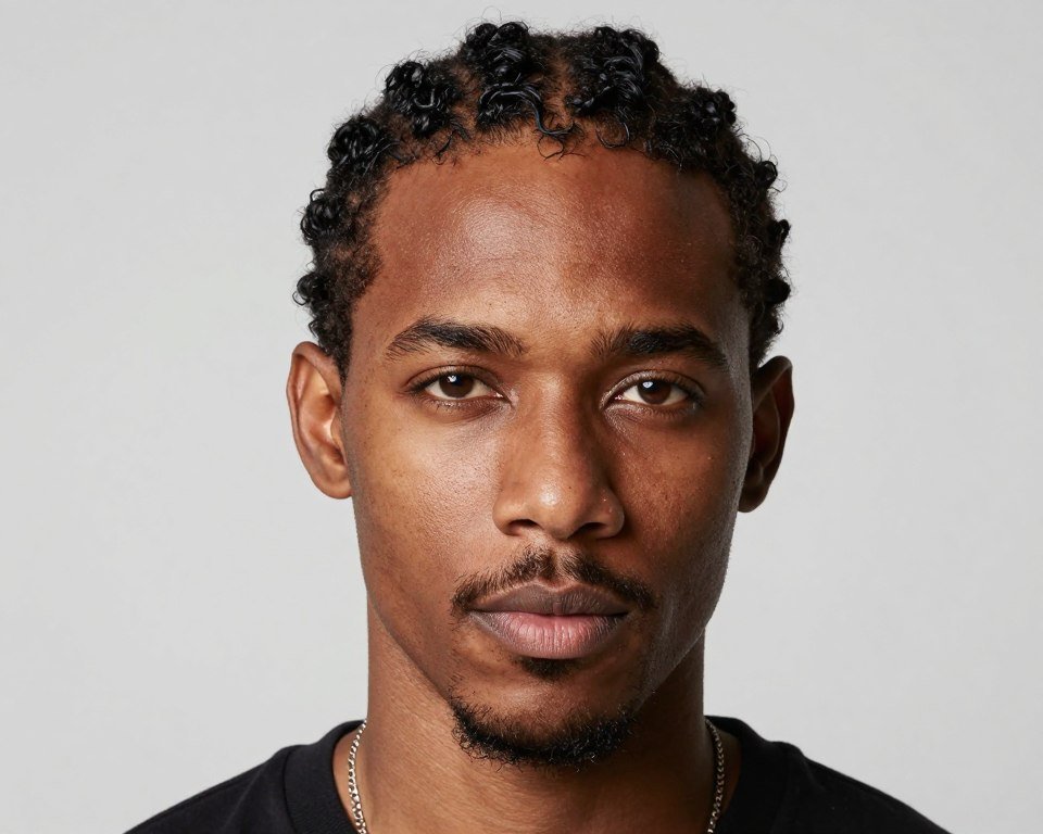 curly slick back hairstyle African American man