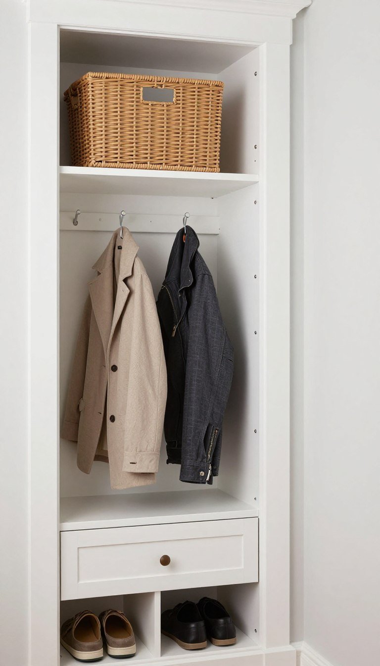 detailed view of built-in storage components and organization