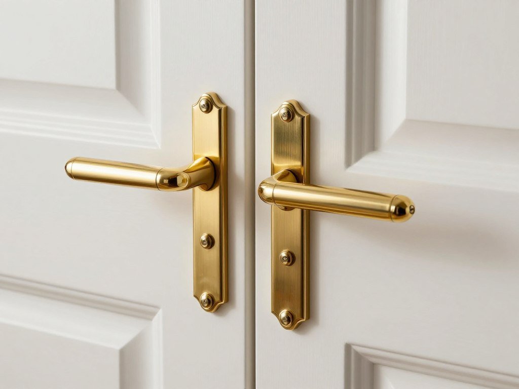 elegant brass door handle on bedroom door hardware decor