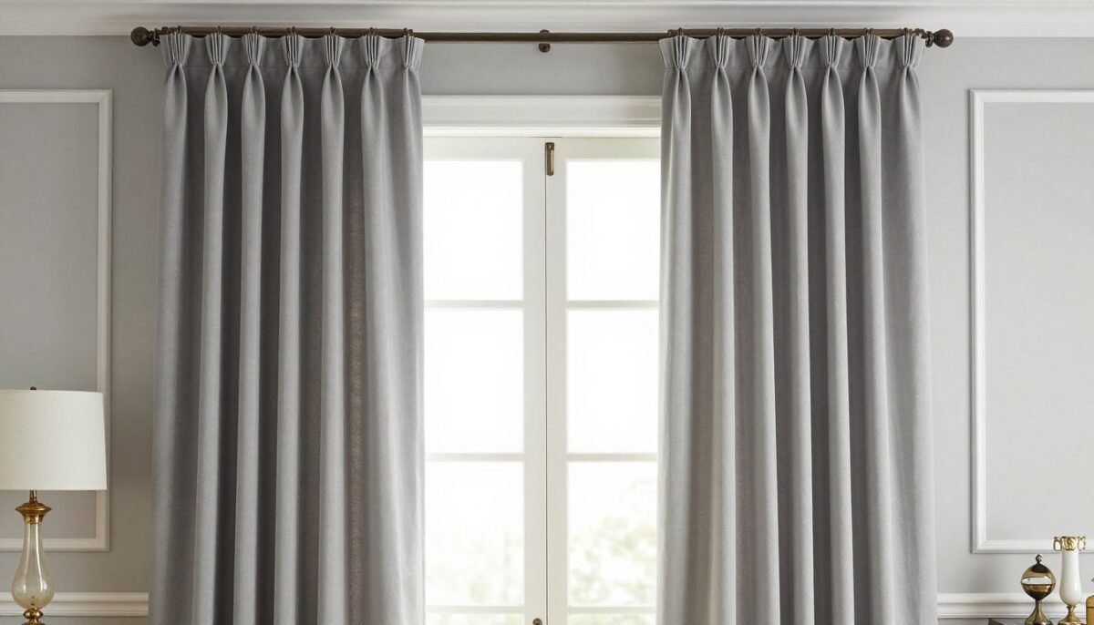 elegant drapery panels framing sliding glass door