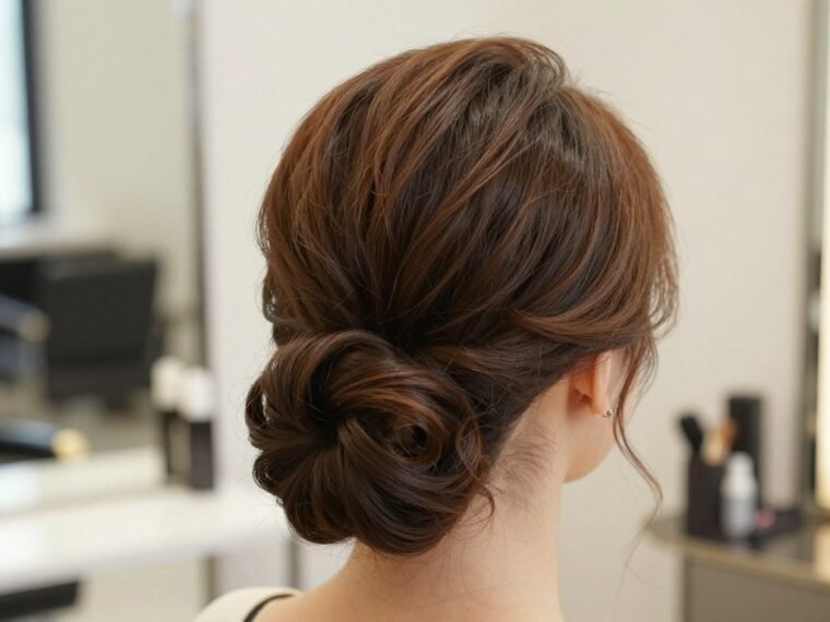 elegant formal updo hairstyle for thin hair showcasing volume and texture