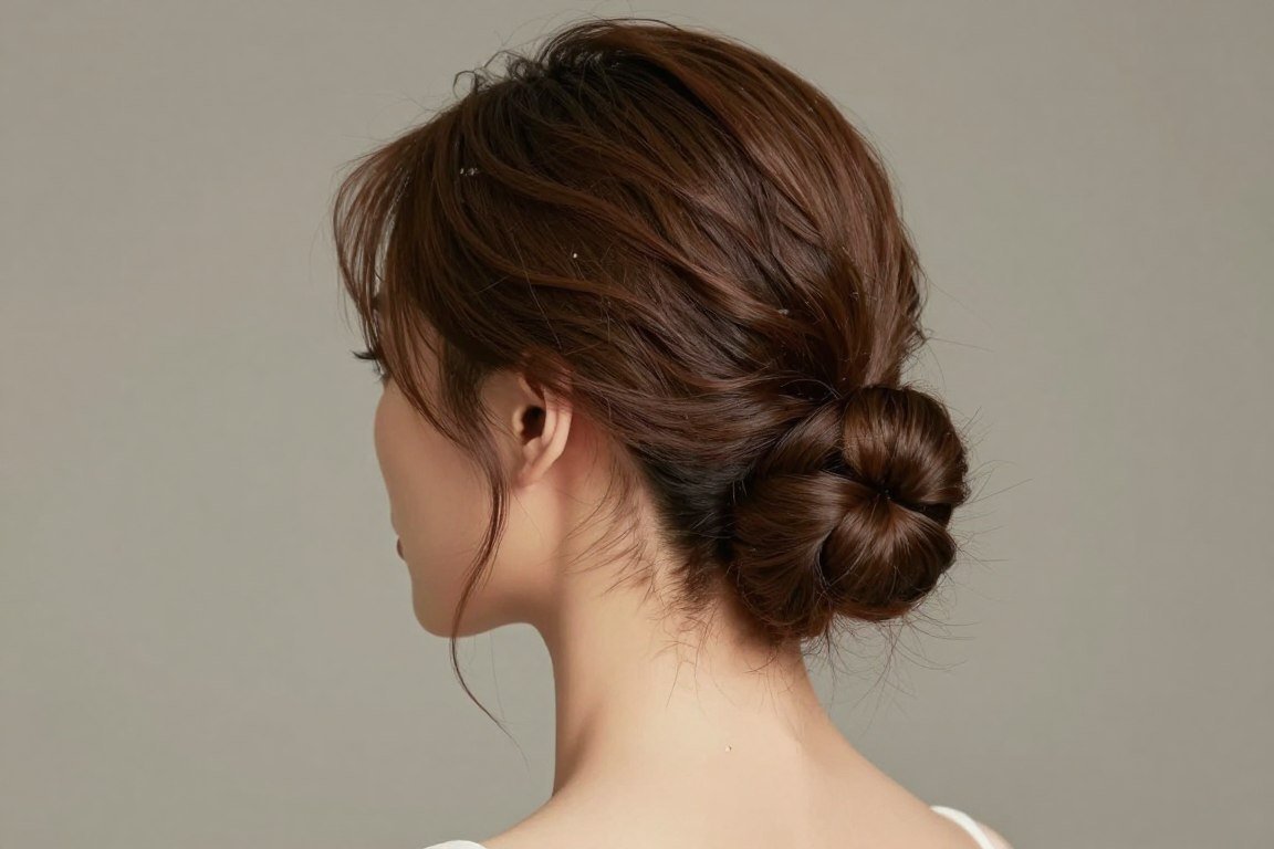 elegant low bun formal hairstyle for thin hair with face-framing pieces