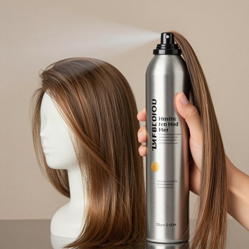 finishing spray for hold and shine on lob hairstyle