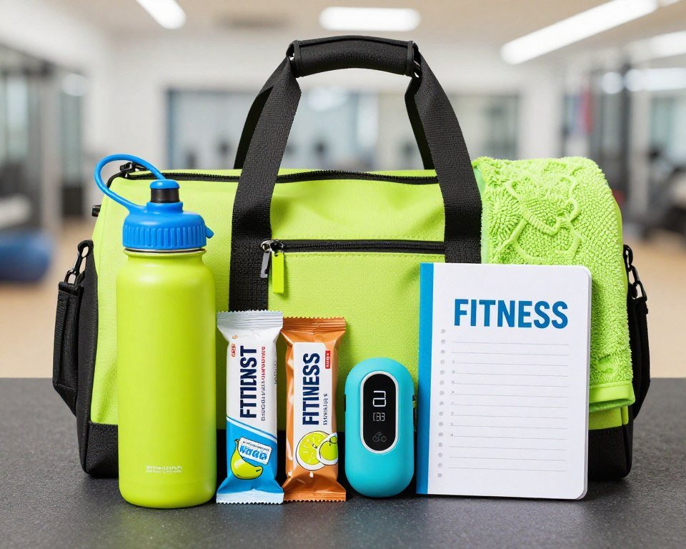 fitness gift basket with water bottle and gear