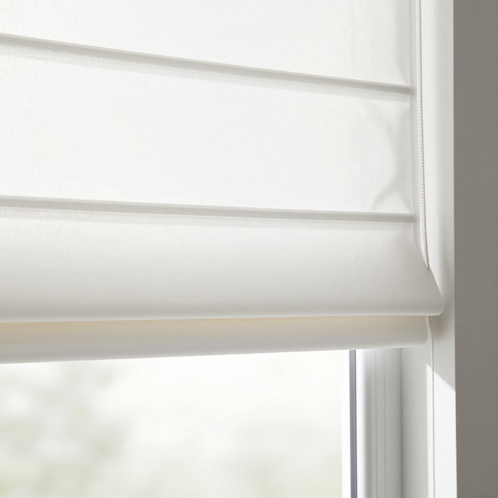 flat roman shade with clean lines