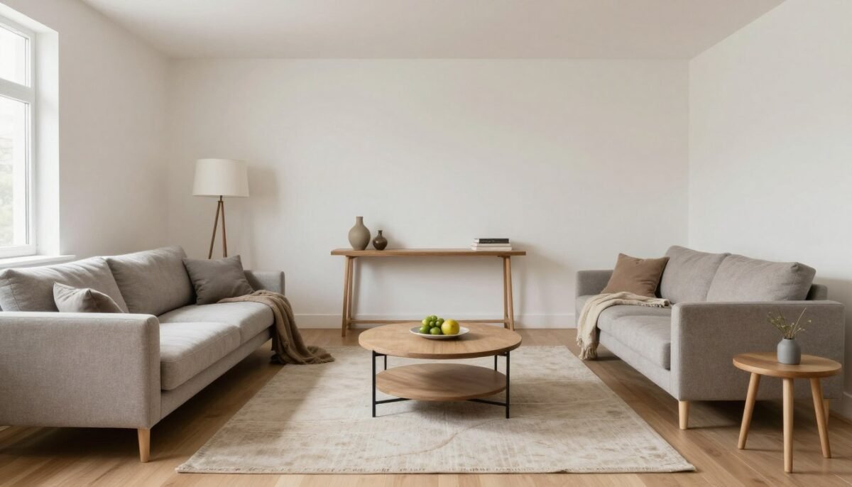 floating furniture arrangement in small sitting room