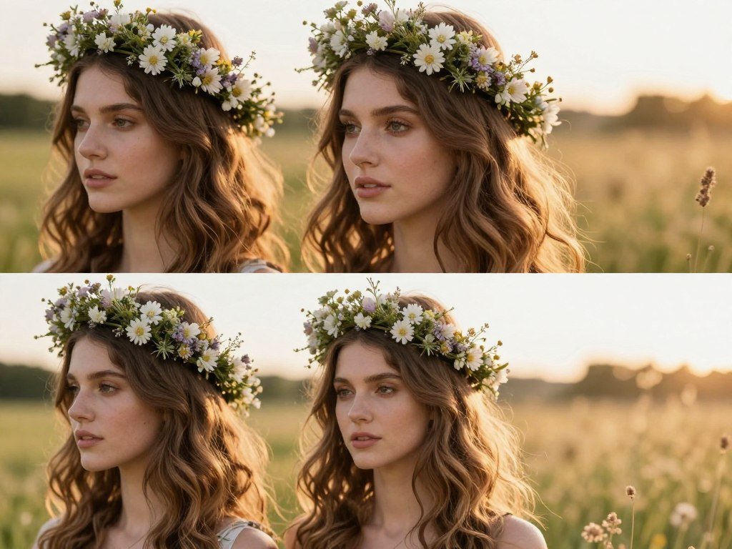 flower crown with waves wedding hairstyle
