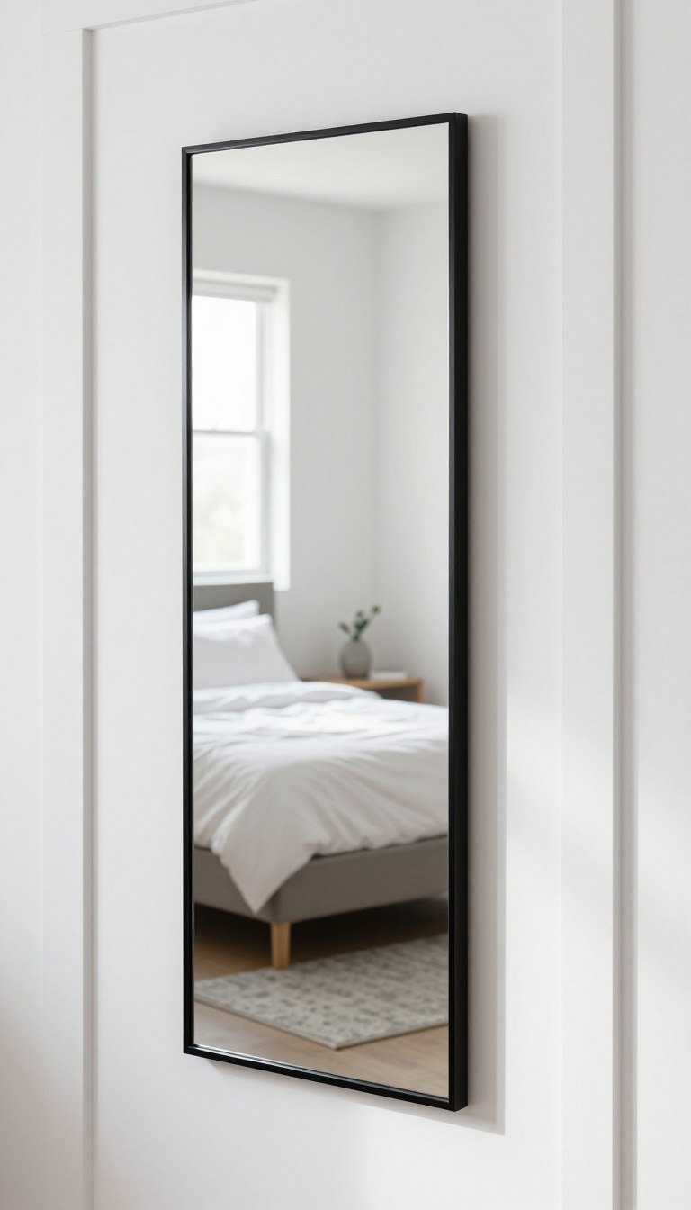 full length mirror mounted on bedroom door decor