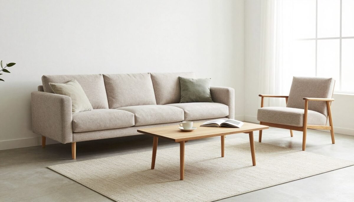 furniture with exposed legs in small sitting room