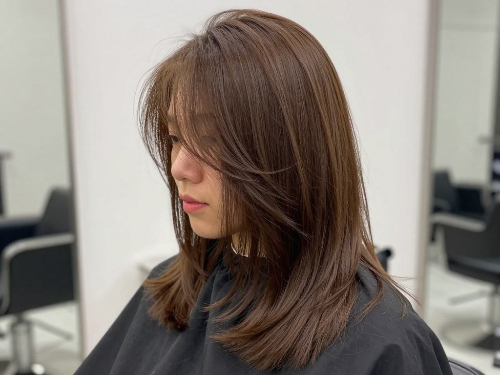 graduated layers creating fullness in medium length thin hair