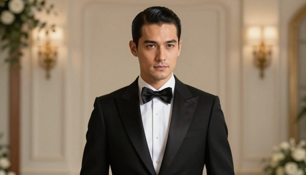 groom with slick back pompadour wedding day styling groom with slick back pompadour wedding day styling