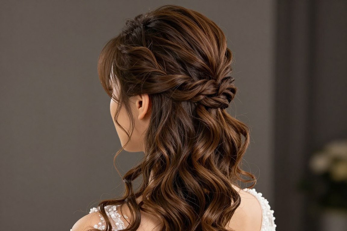 half-up half-down formal hairstyle for thin hair with volume