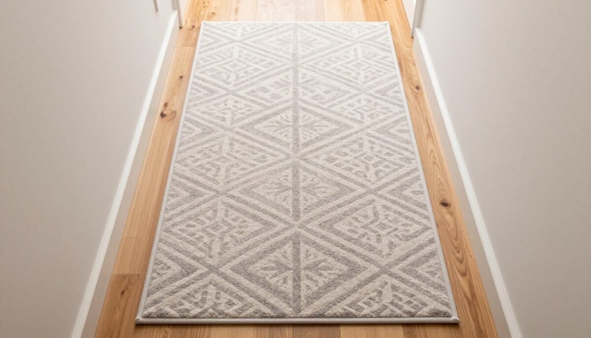 hallway runner rug properly positioned with visible floor borders