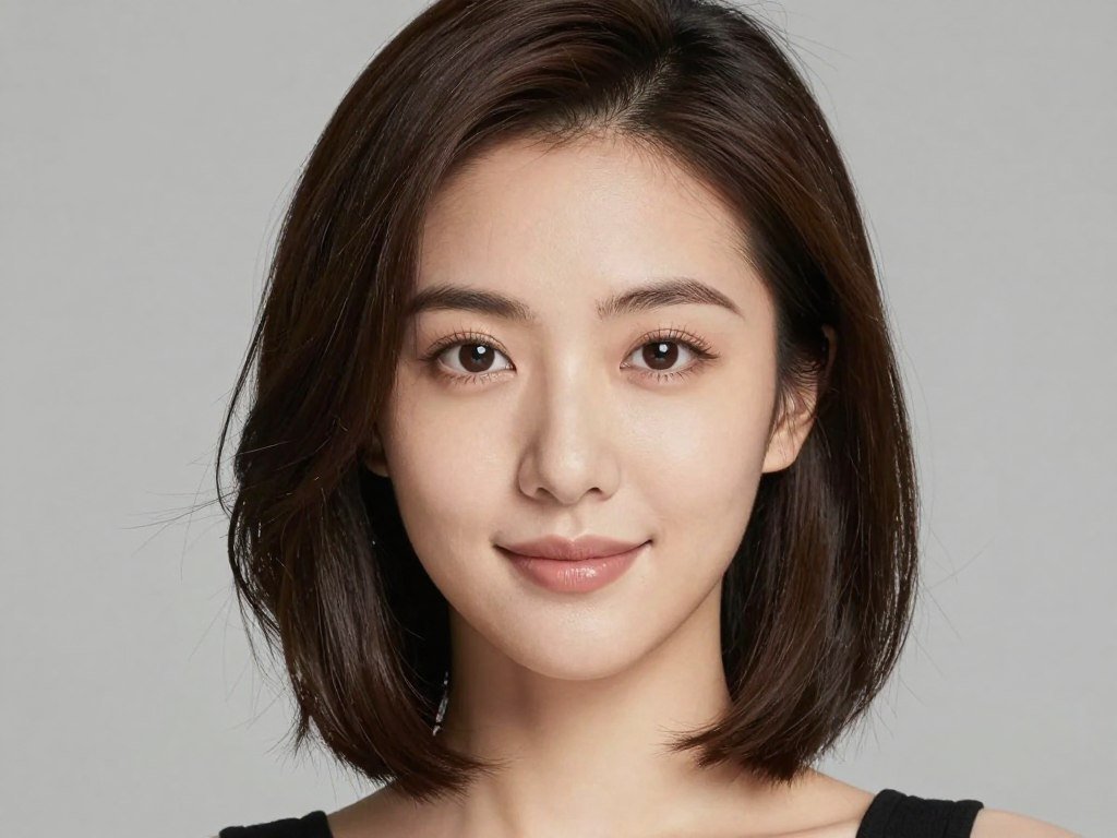 heart-shaped face with flattering textured lob at chin length