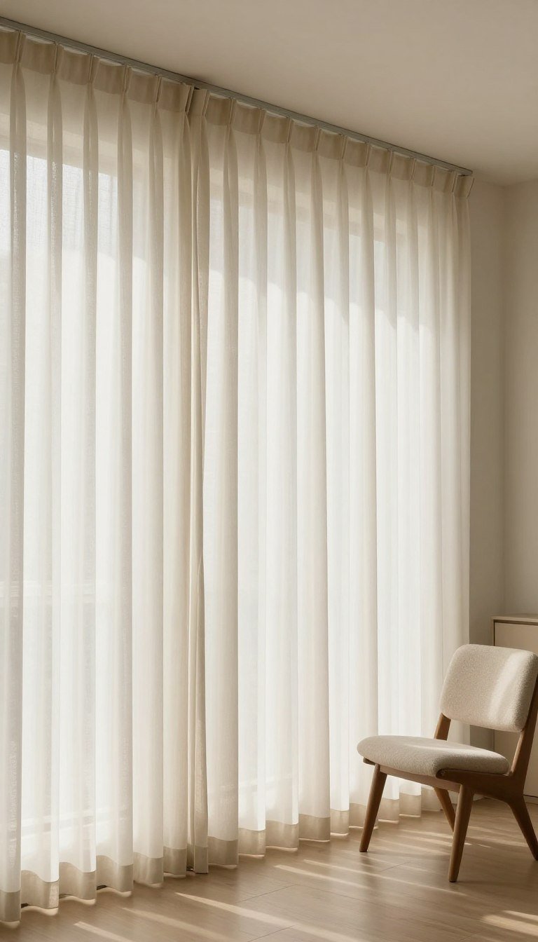 high-hung curtains in small living room creating height