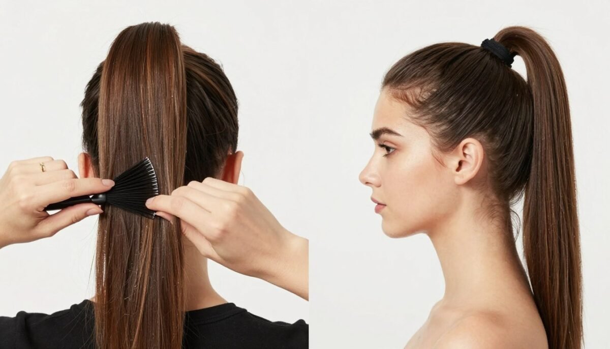 high voluminous ponytail styling steps for thin hair