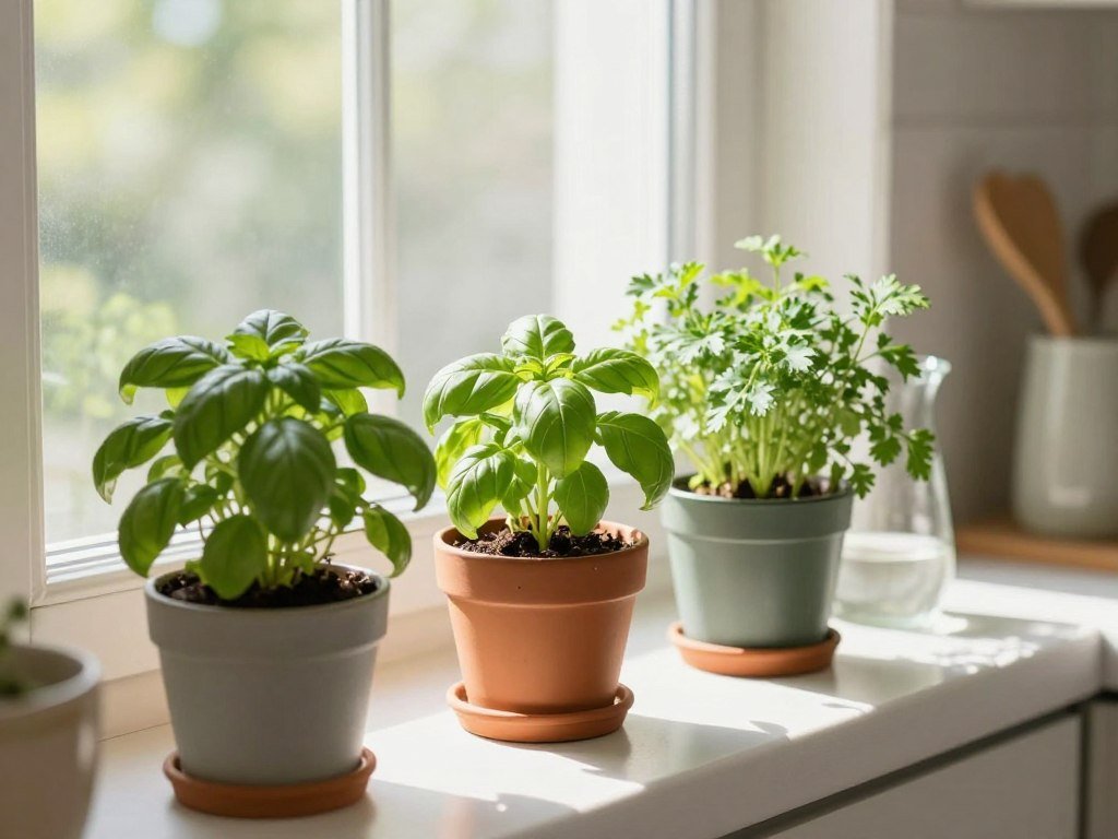 indoor herb garden kit growing fresh basil