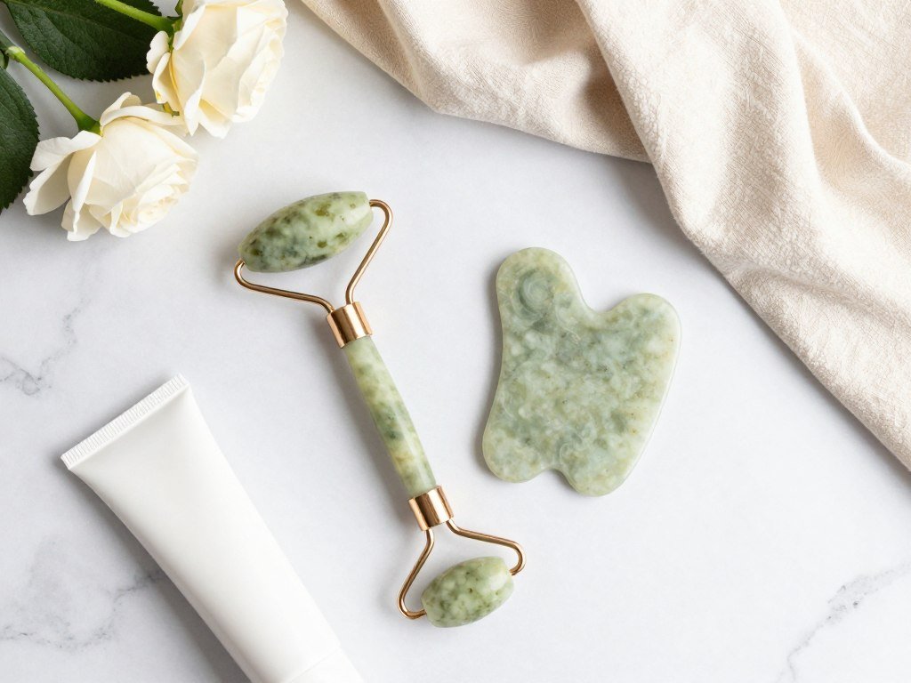 jade roller face massage tool skincare beauty routine