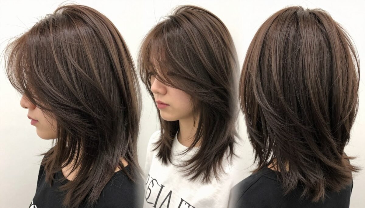 layered lob hairstyle showing multiple layers creating volume in thin hair