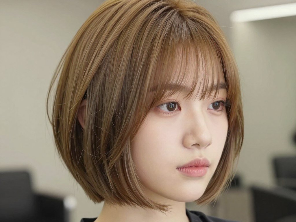 layered pixie bob with face-framing pieces for square jaw