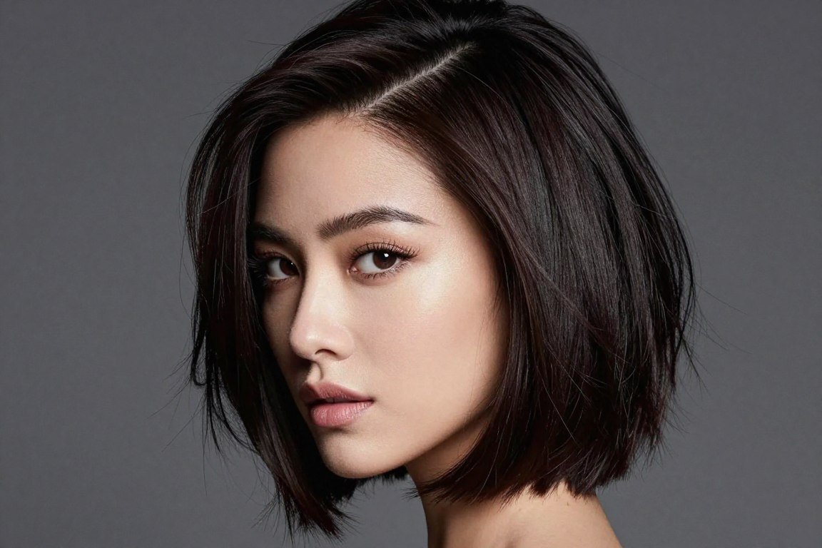 lob with deep side part creating volume and asymmetry