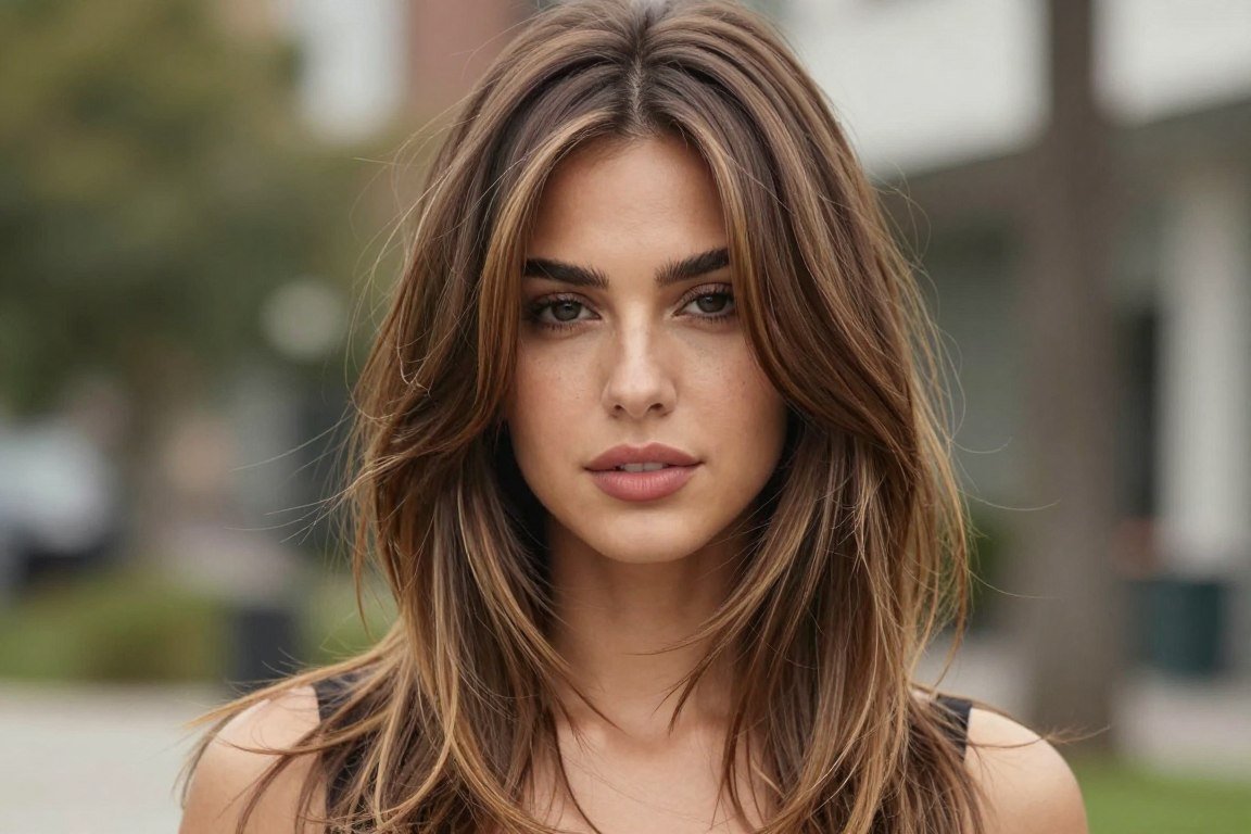 long layered haircut with face framing layers for thin fine hair