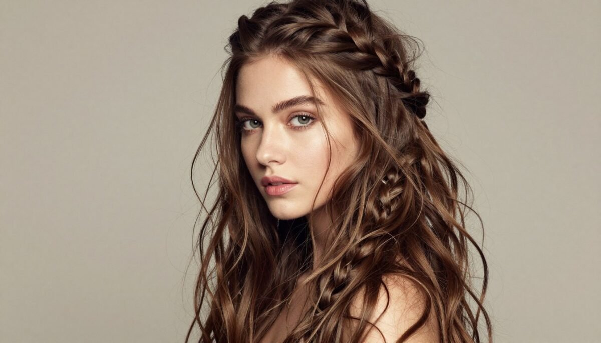 long thin hair in loose braided style creating volume