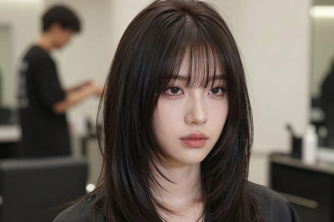 long thin hair with face-framing layers