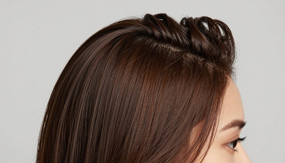 long thin hair with teased crown creating height and volume