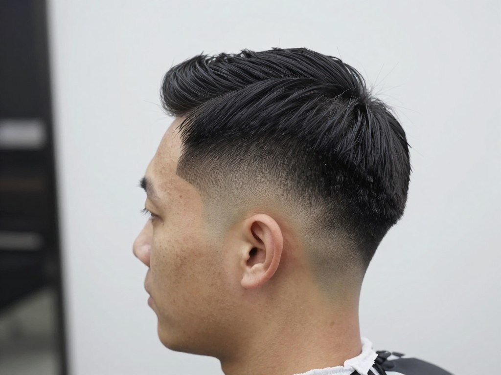 low fade slick back detailed side view