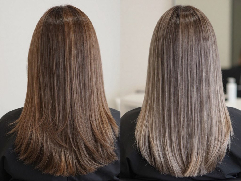 medium brown to ash blonde balayage transition