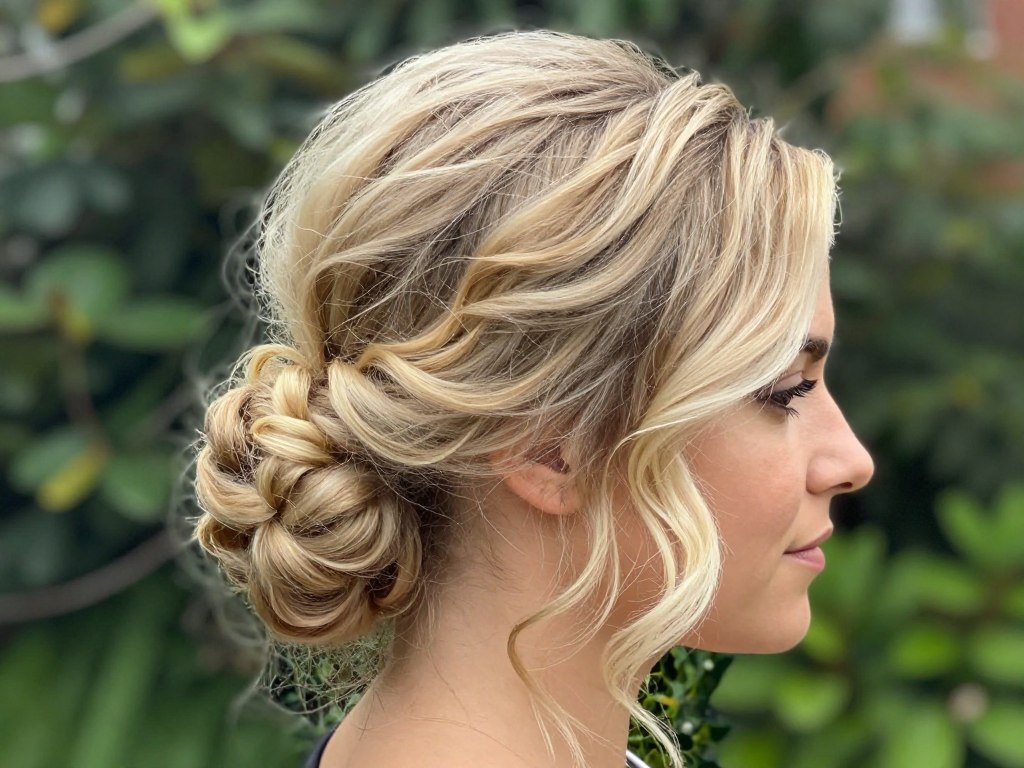 messy low bun for wedding guest
