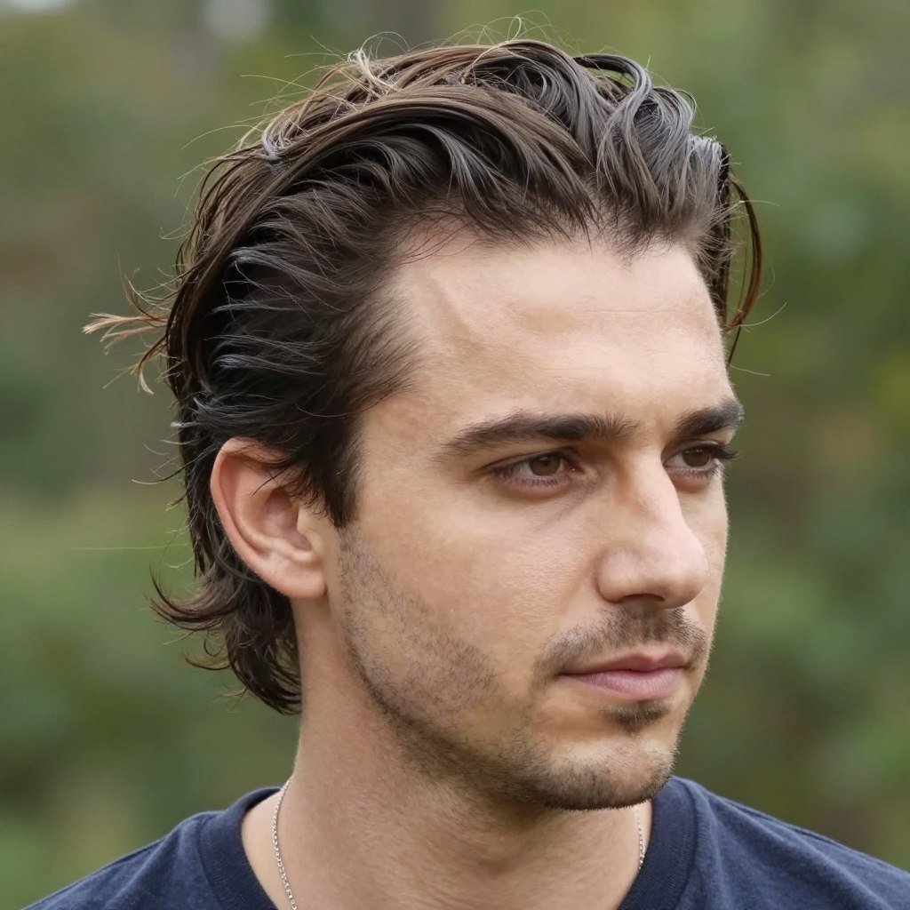 messy slick back hairstyle casual style
