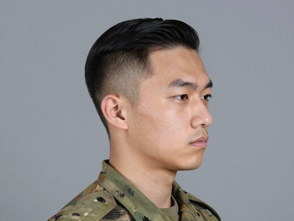 military inspired slick back precision haircut