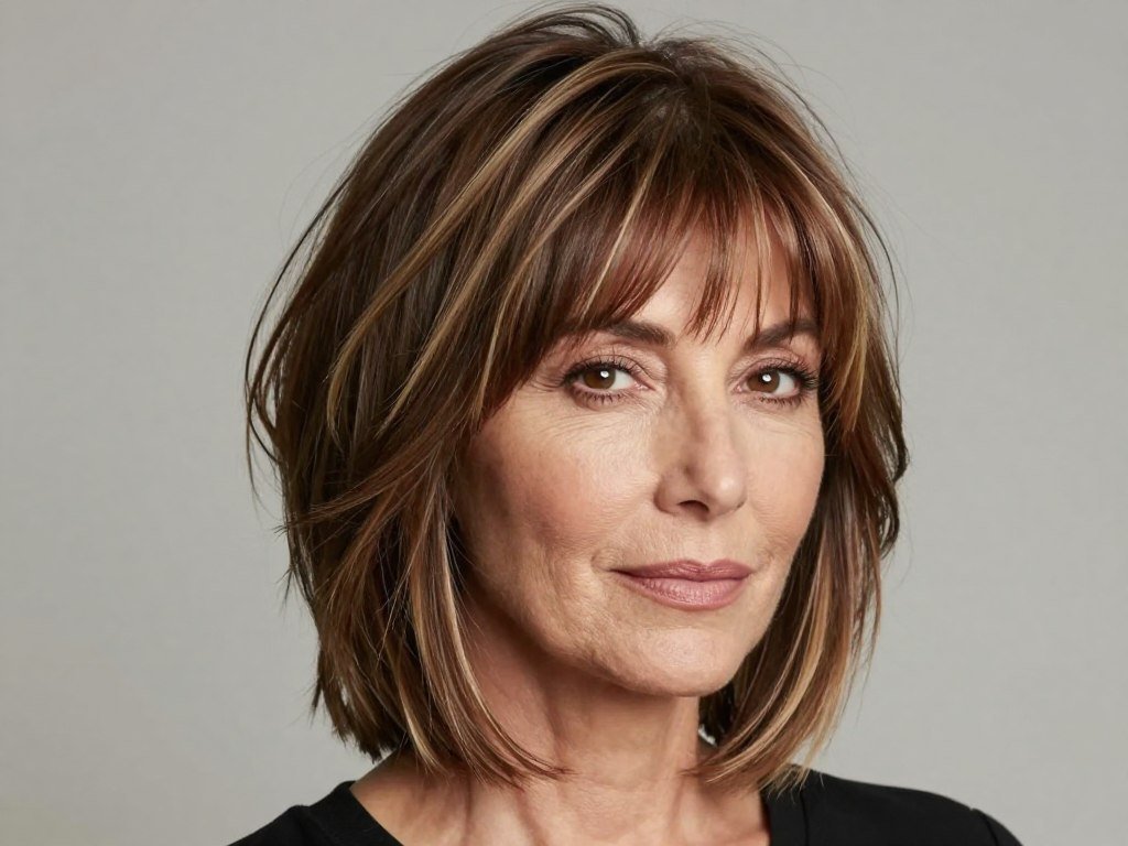 modern shag haircut with balayage highlights
