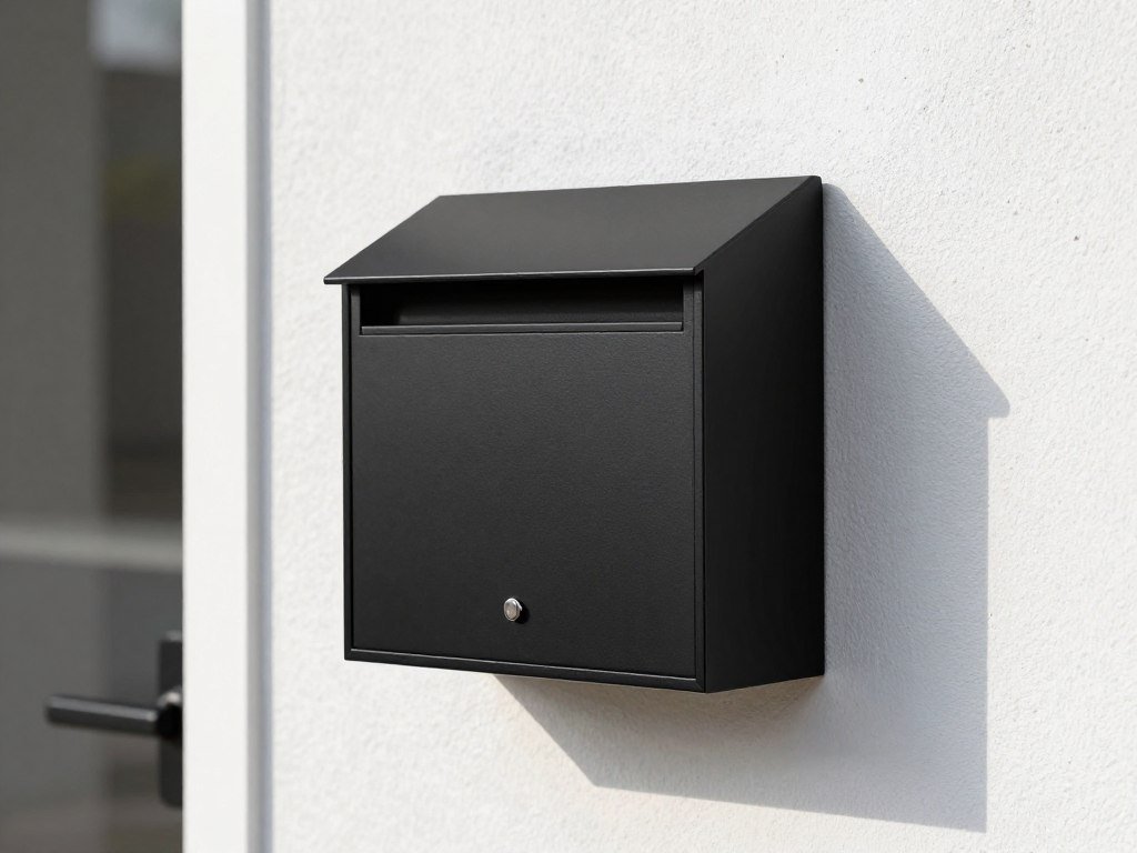 modern wall-mounted mailbox attached to exterior wall near front porch
