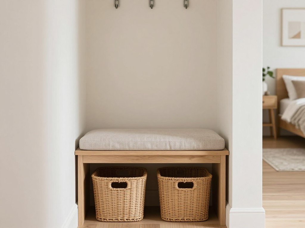 narrow hallway bench with storage underneath