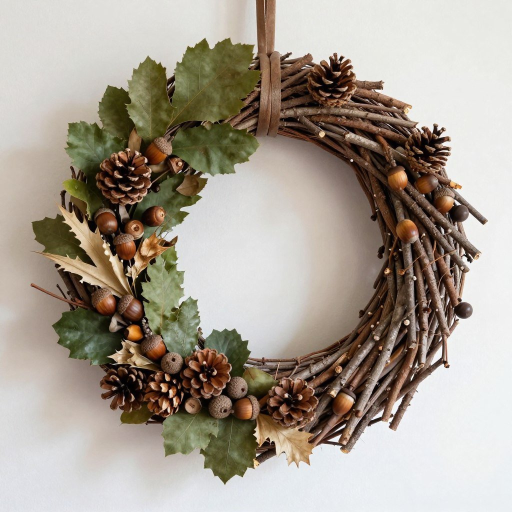 natural materials wreath made from nature walk finds